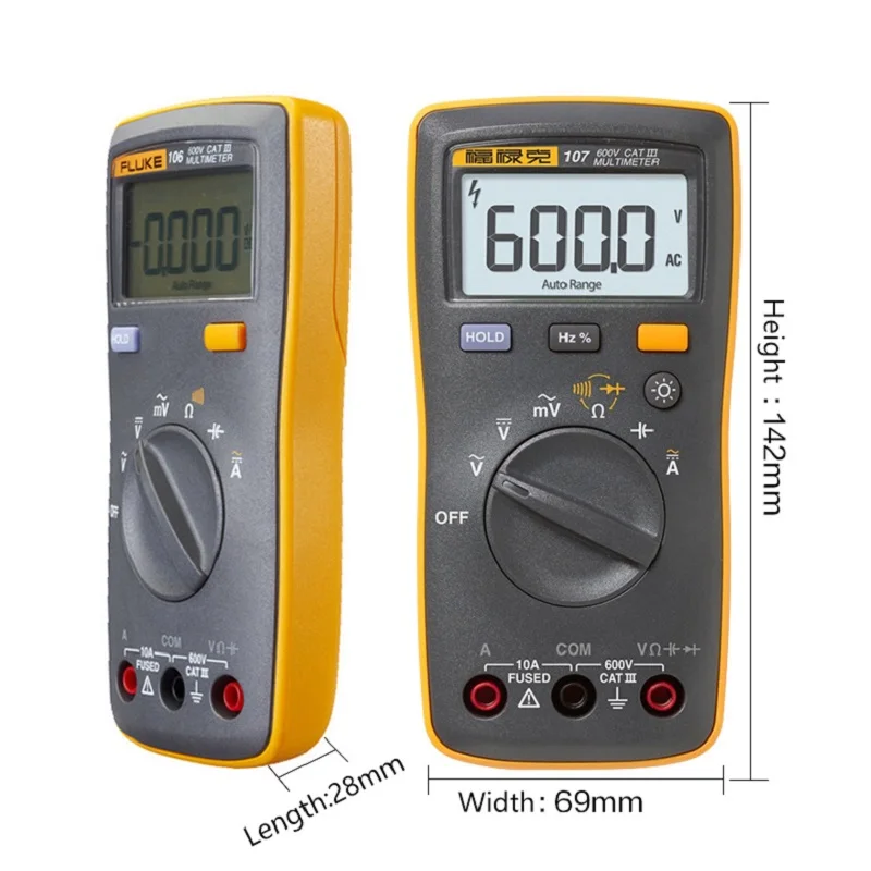 Fluke 107 ปาล์มขนาดพกพา/มัลติมิเตอร์แบบดิจิตอลแบบใช้มือถือขนาด F107 Multifunction ดิจิตอล Fluke มัลติมิเตอร์