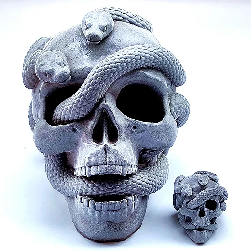 New product in 2021! Skull snake silicone mold diy to make plaster resin model jewelry fudge ice chocolate cake tool