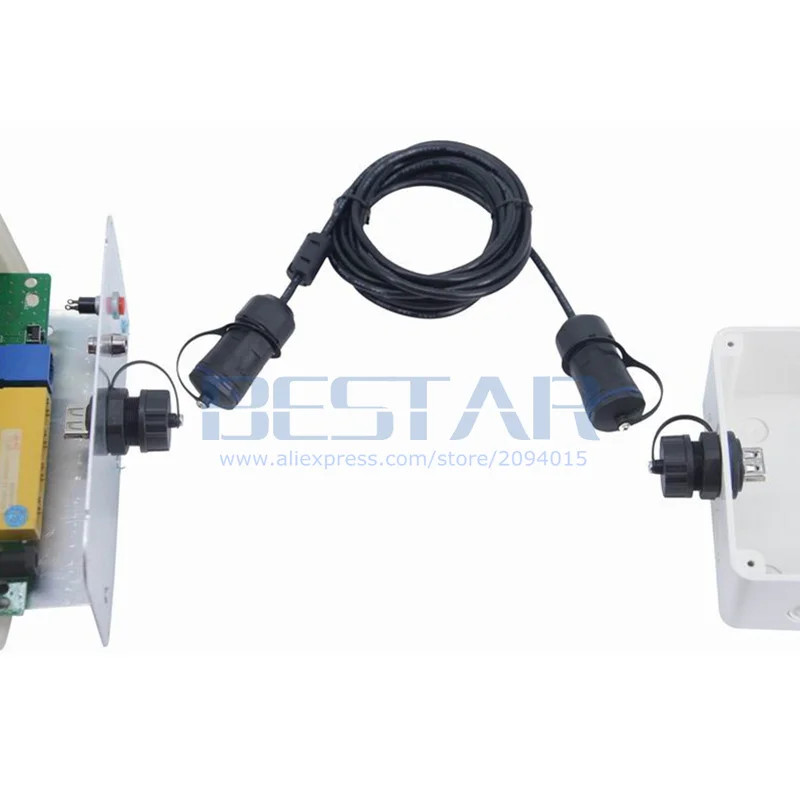 3M Double USB 2.0 Waterproof Connector M20 IP68 Extension Cord Extender Dual USB Female Socket Plug Panel Mount Adapter With Cap