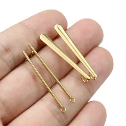 10pcs Diy Earrings Findings Stainless Steel Long Stick Earring Post Connector with Open Ring for Making Korea Style Earring