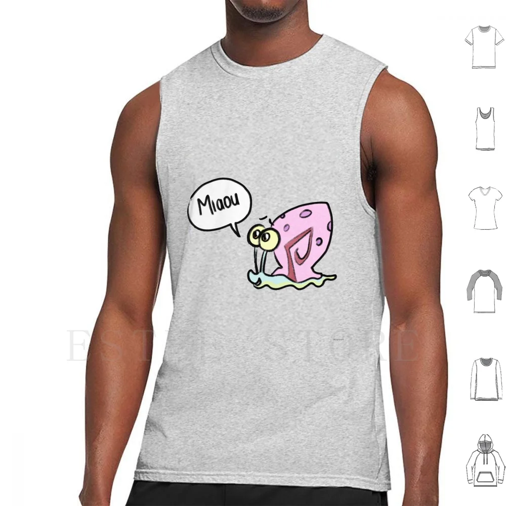 Gary Cartoon-Tank Tops Vest Sleeveless Ink Meow Snail Pink Animal Bd Cartoon Krabs Bubble Cat Fart Childhood
