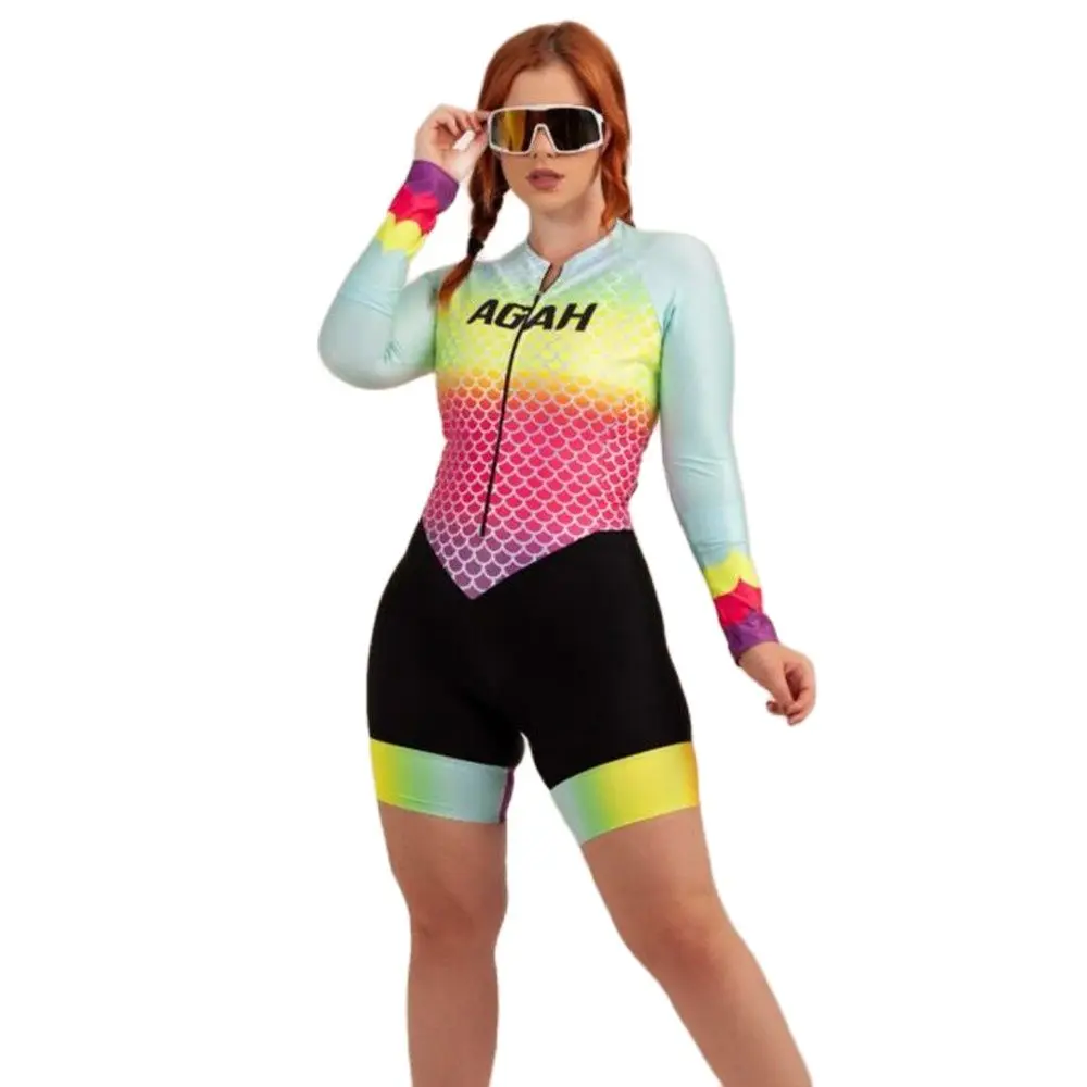 Brazil Agah Macaquinh Cycling Women's Triathlon Skinsuit Jumpsuit Bike Bodysuit Kit bike Suit Running Mtb Long sleeve Sportwear