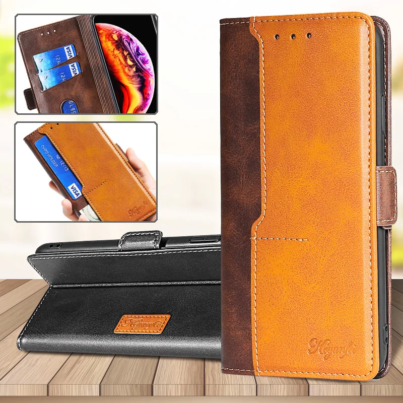 For Nokia 3.4 2.4 Fashion Splice Leather Case Wallet Bag Card Holder Magnetic Buckle Stand Flip Mobile Phone Protective Cover