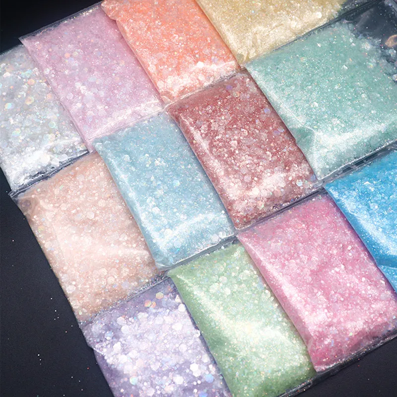 10ml Pink Series Nail Art Glitter Sequin Flakes Powder Holographic Tumblers Four-corner Square Chunky Sequins Loose Glitter