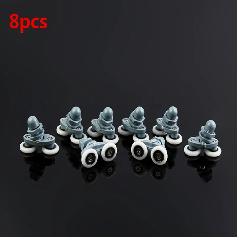 8pcs/4pcs Diameter 23/25mm ABS Plastic Adjustable Double Swinging Pulley Wheel Shower Cabin Sliding Door Hardware Cabinet Roller