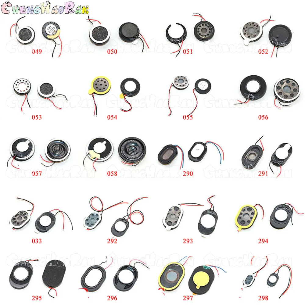 1piece Oval Round Loudspeaker 13 15 16 17 18 20 23 26mm 28 30 mm Buzzer Ringer Sound Speaker Replacement Cell Phone w/ Two Lines