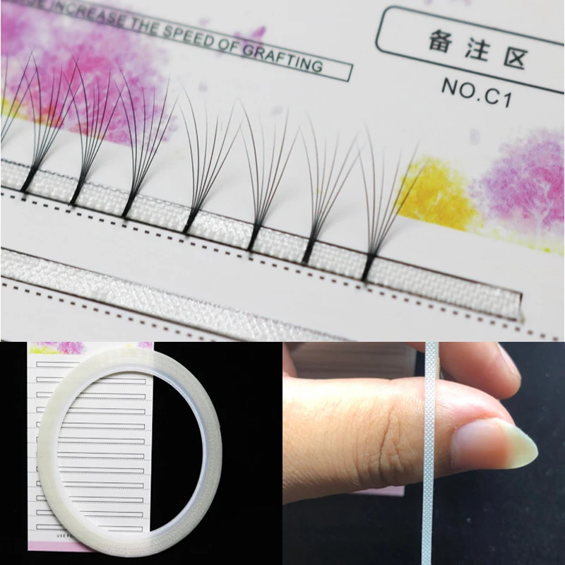 2 3mm Embossed Double Tape Volume Fans Storage  Sticky Eyelash Extension Storege Lash Holder Eyelashes Grip