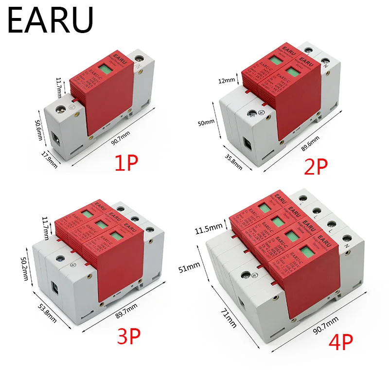 1pc AC SPD 1P 2P 3P 4P 20~40KA 30KA~60KA 385V House Lightning Surge Protector Protective Low-voltage Arrester Device OEM Factory