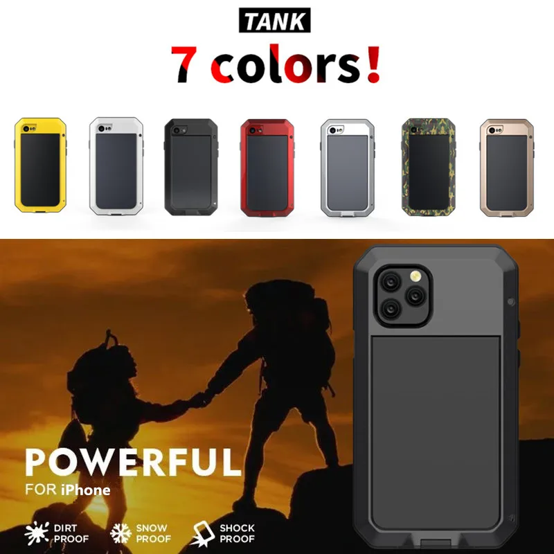 Heavy Duty Protection Doom armor Metal Aluminum phone Case for iPhone15 11 12 Pro XS MAX SE XR 6 7 8 14 Plus X  Shockproof Cover
