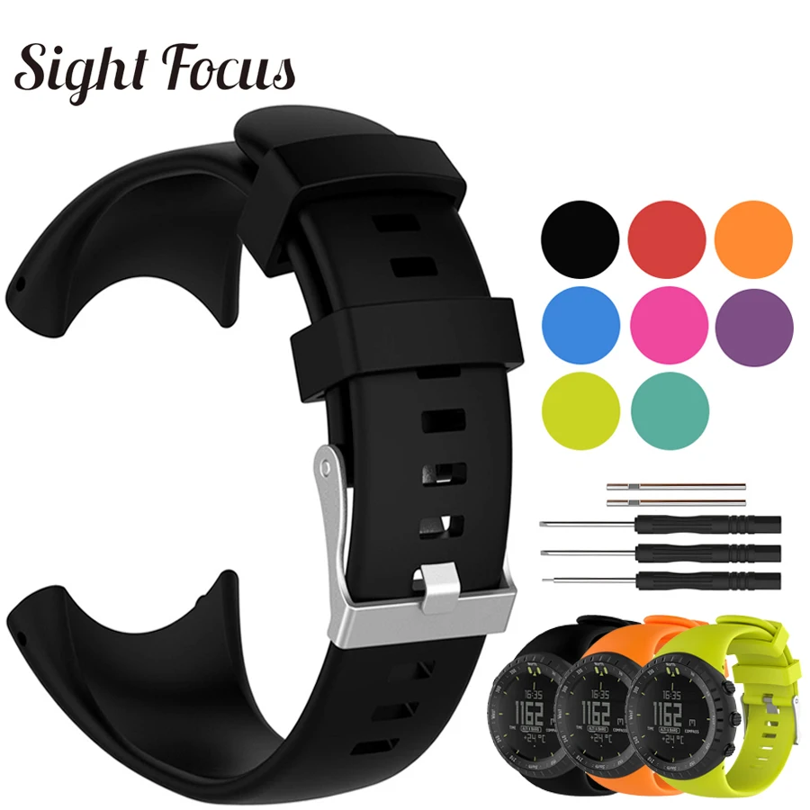 

Sight Focus Waterproof Rubber Watch Strap For SUUNTO CORE ALL BLACK Band Strap Silicone Durable SUUNTO CORE ALL BLACK Watchband