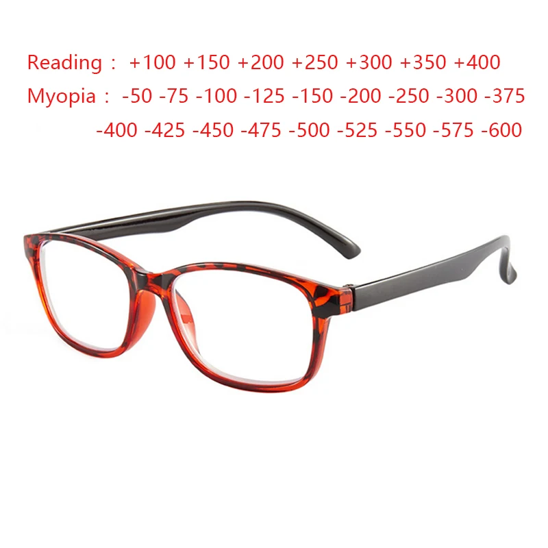 Oval Reading Eye Glasses +100 +150 +200 Women Men Myopia Eyeglasses -1.0 -1.5 -2.0 Transparent Black Pink Blue Oculos