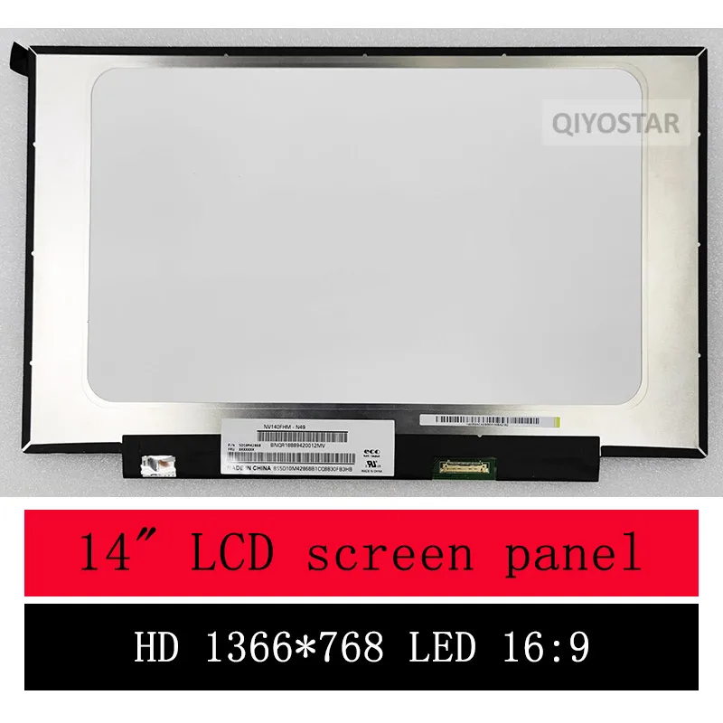 NT140WHM-N44 NT140WHM N34 NT140WHM-N43 N140BGA-EA4 140XTN07.2 B140XTN07.3 For HP 14-cf0006nx Laptop Lcd Screen 1366*768 30pins