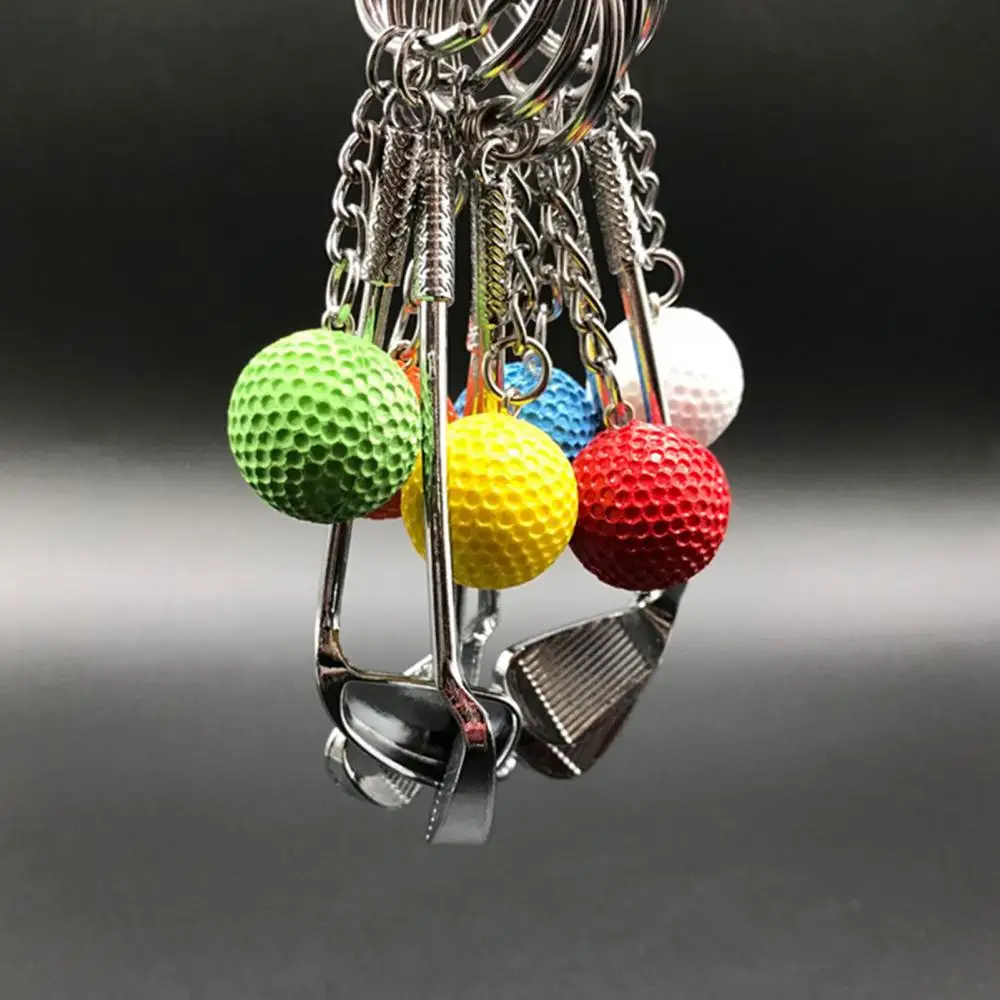 10Pcs Mini Golf Club Ball Pendants Keychains Keyrings Key Ring Creative Sports Clubs Gift  Fans Souvenirs Ornaments