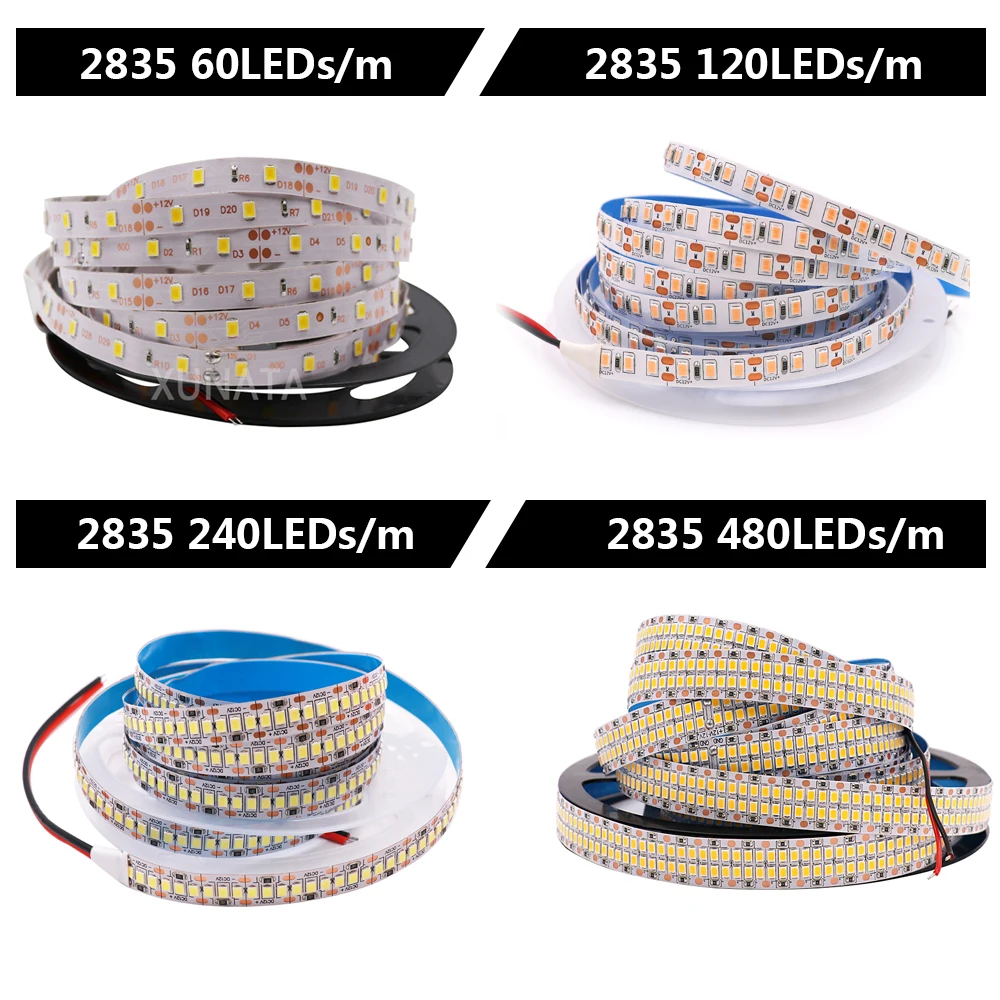 12v 24v ledストリップライト防水smd 5054 5050 2835 5メートルledテープ120のled/mの240leds/mの480leds/5mフレキシブルledライトダイオードリボン