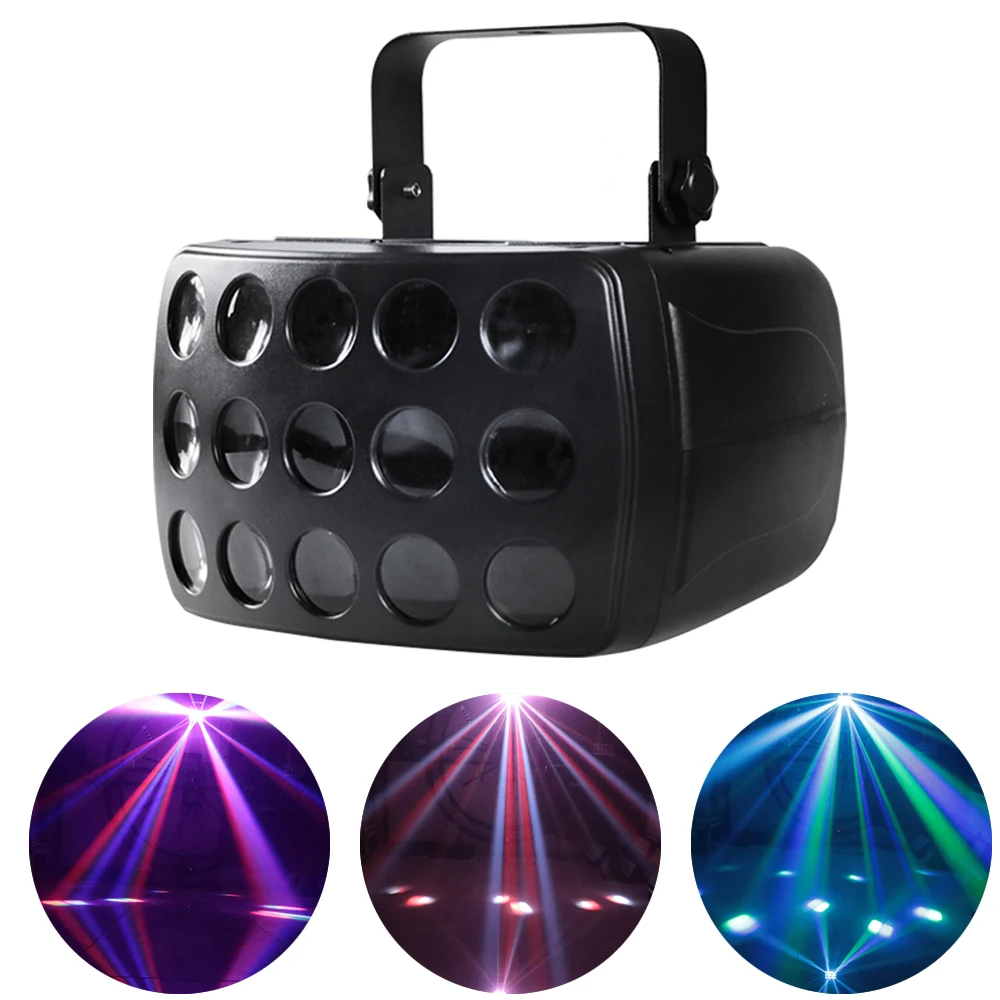 

Music Control DMX RGBW LED Laser Strobe Disco DJ Beam Spot Stage Lighting Effect Party Dance Club Laser Butterfly Par Light