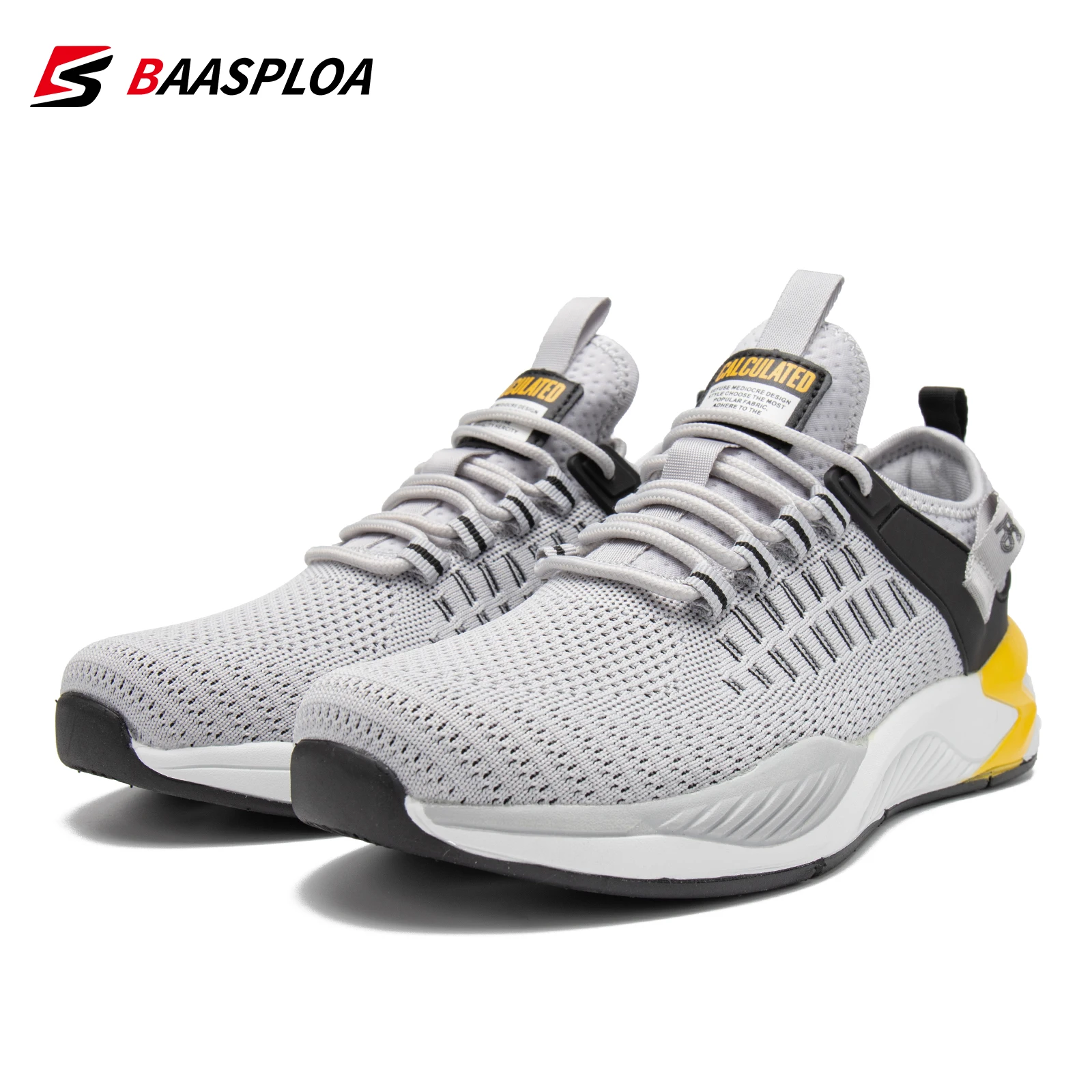 Baasploa Men Running Shoes New Fashion Lightweight Casual Sneakers Mesh Breathable Wear-resistant Sport Shoes Non-slip Outdoor