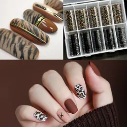 Leopard Print Nail Foils for Amber Transfer Paper Stickers Winter Sliders Zebra Nails Wraps Water Marble Nail Art Decorations