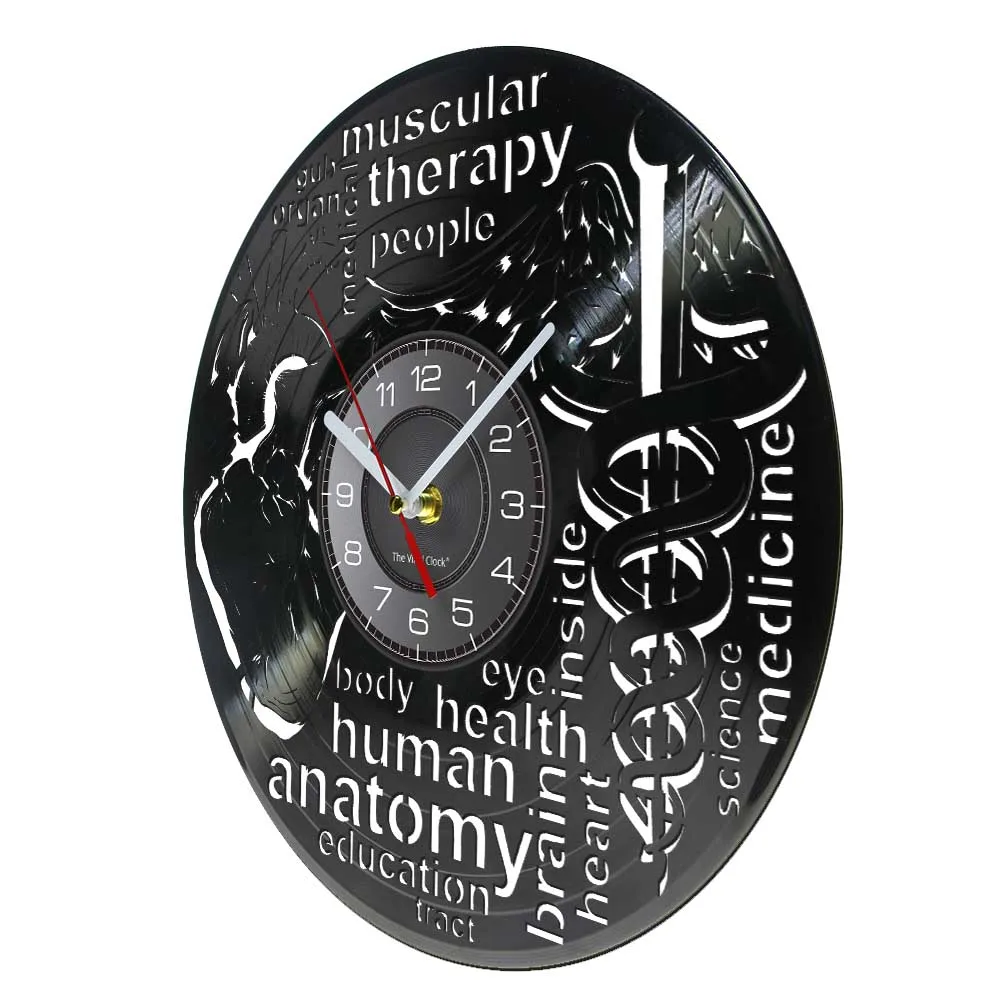 Doctor Nurse Medical Healthy Vinyl Record Wall Clock Human Anatomy Decor Modern Design Hanging Watch Nurse Practitioner Gift