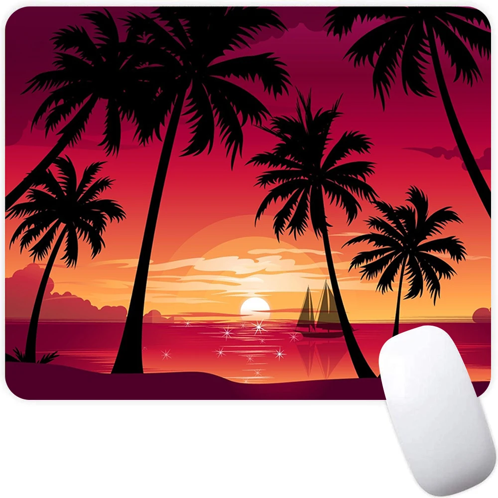 Small Gaming Mouse Pad Computer Mousepad PC Gamer Mouse Mat Laptop Mausepad Summer Beach Palm Tree Carpet Keyboard Mat Desk Pad