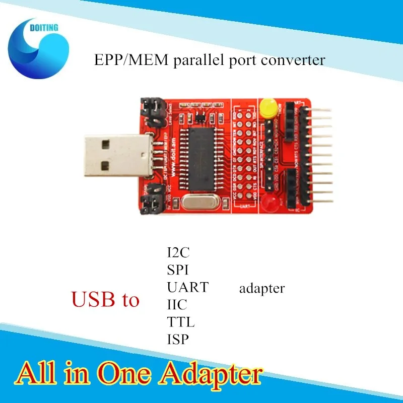 ALL IN ONE multifunction CH34A USB to I2C/SPI/UART/IIC /TTL/ISP adapter  printing parallel port EPP/MEM USB to STC  ISP download