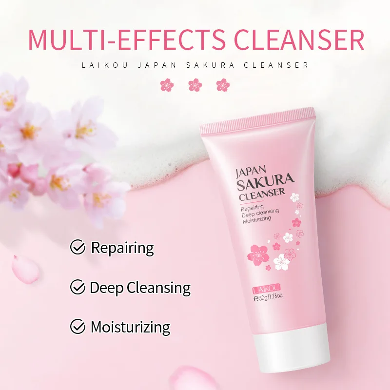 3 pezzi Sakura Set per la cura della pelle acido ialuronico Toner idratante detergente per il controllo dell'olio lozione nutriente emulsione levigante cura del viso