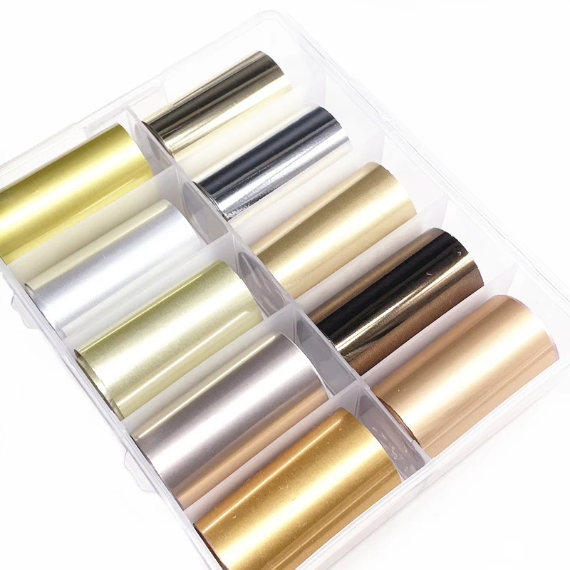 1 Box New Metal Nail Foils for Matt Transfer Paper Neon Stickers Champagne Nails Wraps Silver DIY Chameleon Nail Art Decorations