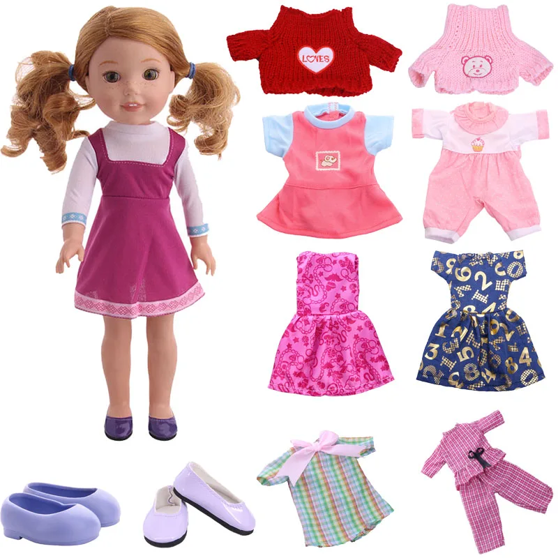 Doll Dress For 14.5 Inch Wellie Wisher & 32-34 Cm Paola Reina,Short Tops/Dresses Fashion Casual Home Wear,Doll Accessories,Gifts