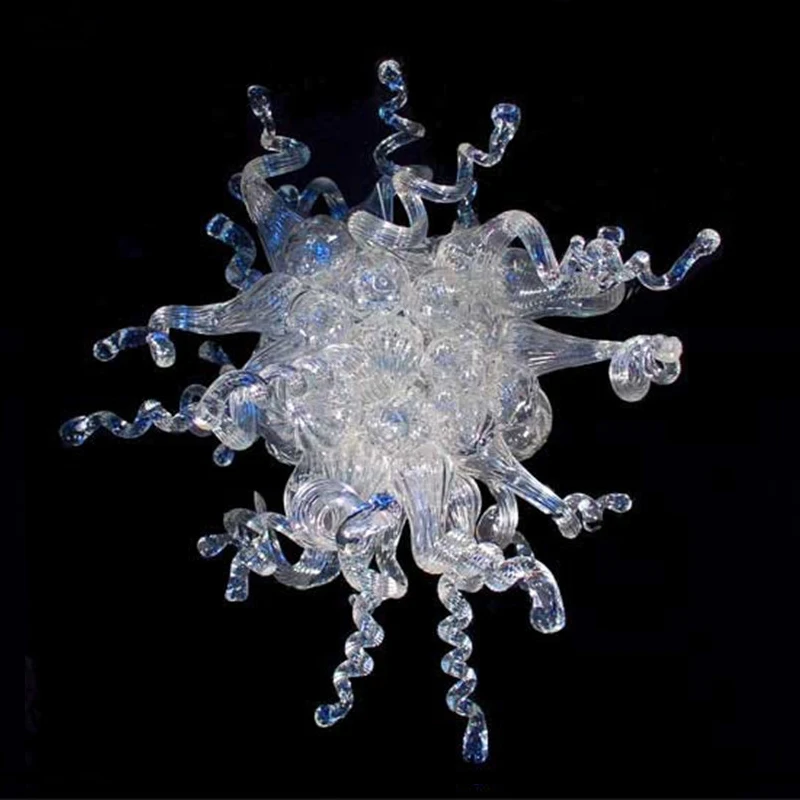 

Transparent Blue Color Pendant Lamp Hand Blown Glass Crystal Chandeliers 24 Inches Murano LED Chandelier Lighting Fixture