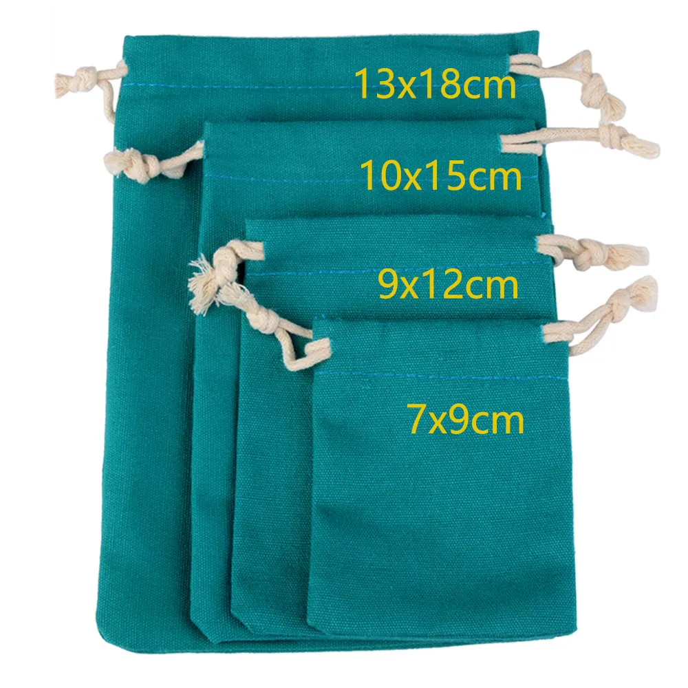 10pcs/lot Natural Cotton Bags 7x9 9x12 10x15 13x18cm Wedding Gift Candy Jewelry Organizer Packaging Bag Drawstring Sachets