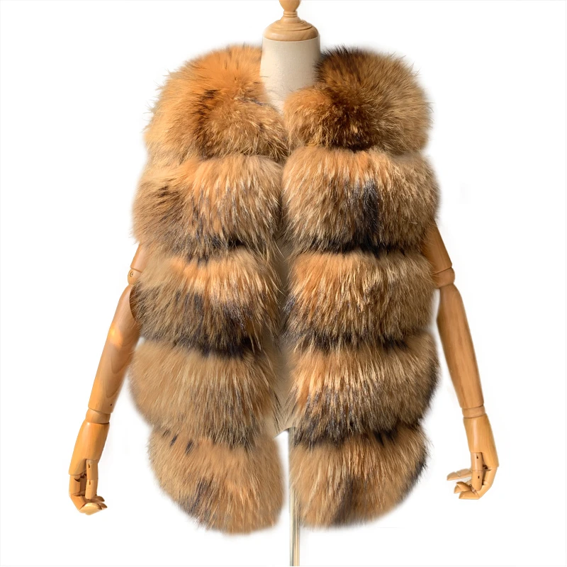 

Real Raccoon Fur Vest Women Winter Real Fur Thick Fur Gilet Hot Sale Ladies Natural Raccoon Dog Fur Waistcoat