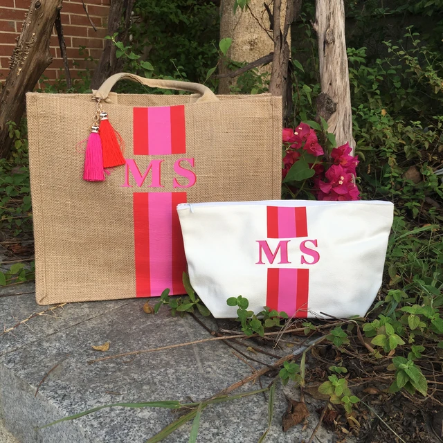 Custom Striped Monogrammed Beach Bag, Personalize Name Monogram Initials  Burlap Tote Wedding Mom Basket Bags Pouches Bridal Gift - Party Favors -  AliExpress