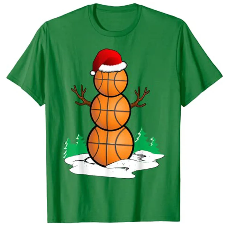 Basketball Snowman Balls Christmas Pajama Gifts Men Boys Kid T-Shirt