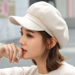 Auutmn Winter Hats for Women Solid Plain Octagonal Newsboy Cap Men Ladies Casual Wool Hat Winter Beret Women Painter Cap