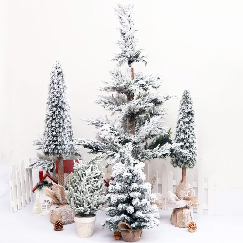 Mini Christmas Tree Artificial Snowflake Beautiful Miniature Christmas Decorative for Home Kitchen Desktop Plants Navidad