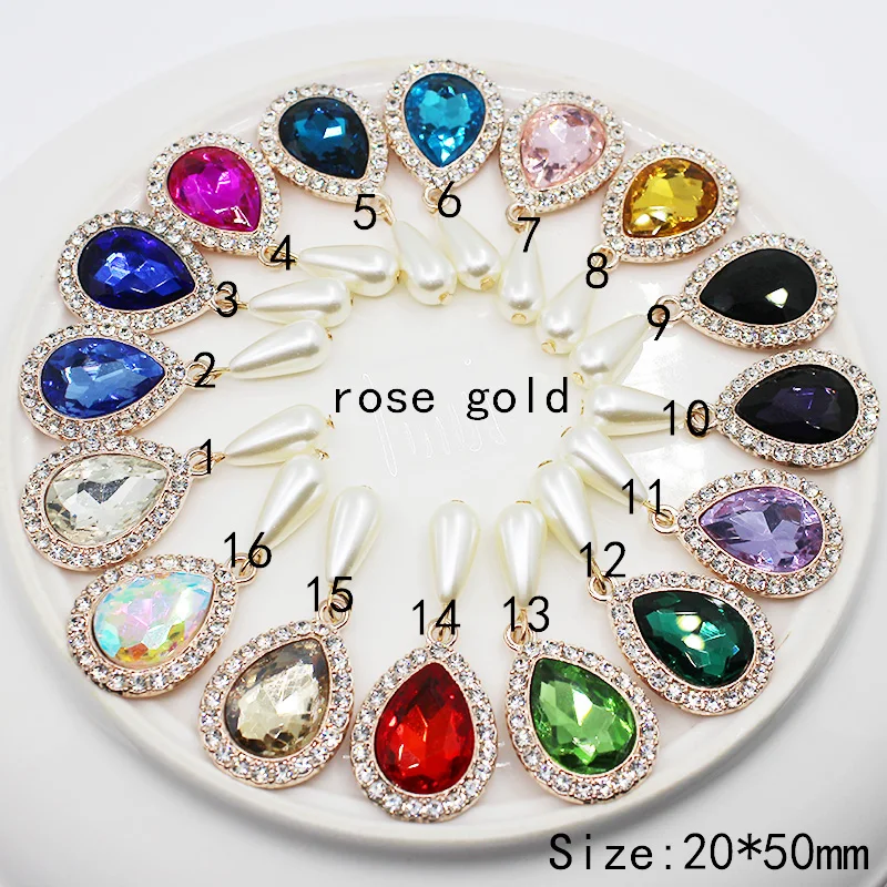 Fashion 10pc 20*50mm pearl glass rhinestone button 2020 Wedding Wine glass decorate DIY Hair scrapbooking Accessories