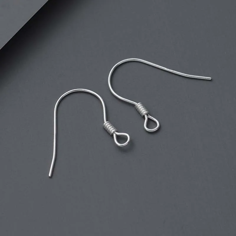 Genuine Real Solid 925 Sterling Silver Ear Hooks Fittings Wire Hook For Making Earrings 18k Gold Jewelry Findings