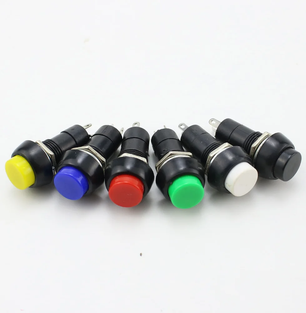 PBS-11A PBS-11B 12mm self-locking Plastic Push Button Switch Latching Switchs 3A 250V AC 2PIN 6Color