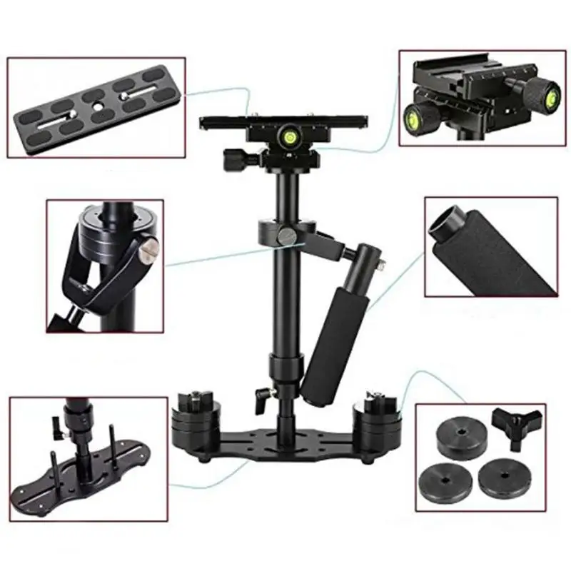 ALLOYSEED S40 Stabilizer 40cm 알루미늄 합금 사진 비디오 Steadycam Steadicam DSLR 카메라 캠코더 용 핸드 헬드 안정기