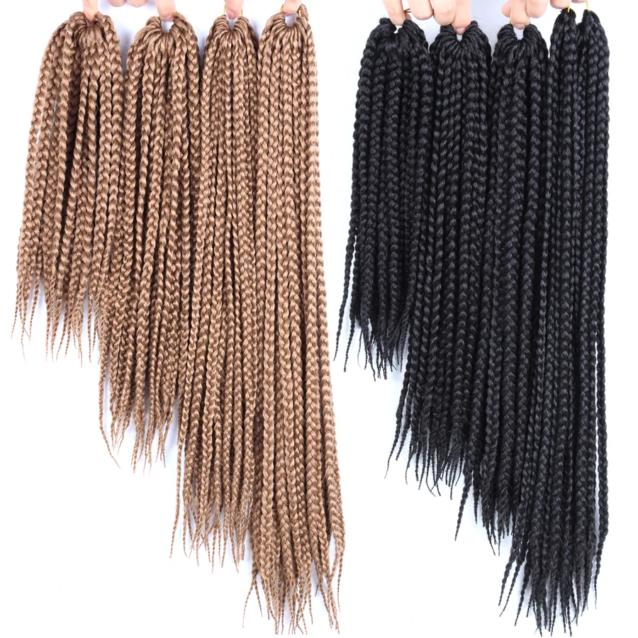 12 16 20 24 30inch Synthetic Boxing Braids Box Crochet Hair Extension Three-ply Braiding Hair For African Dirty Braid Women