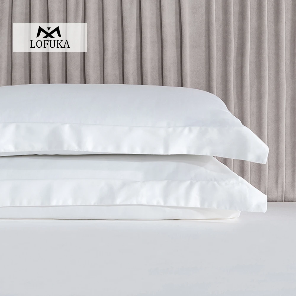 

Lofuka White 100% Cotton Pillowcase Long-staple Cotton 5 Star Pure Pillow Case Pillow cover For Women Men Sleep Bedding Bedroom