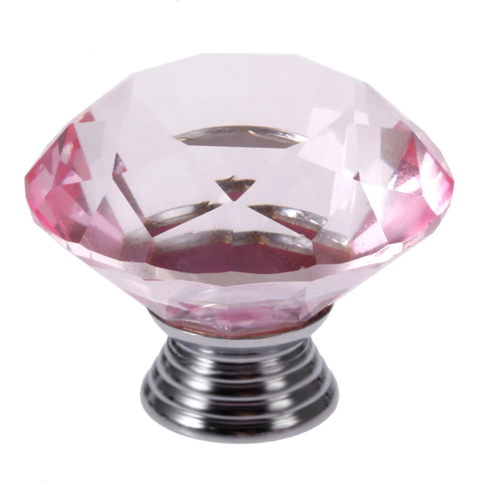 1x 40mm Pink Diamond Shape Crystal Glass Knob Drawer Cupboard Pull Handles Kitchen Door Wardrobe Hardware