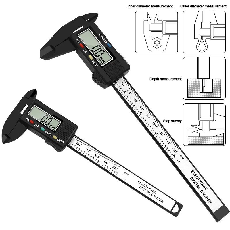 Digital Vernier Caliper LCD Electronic  Altimeter Micrometer Measuring  Tool  Plastic Ruler 0-150mm 0-100mm 6-inch