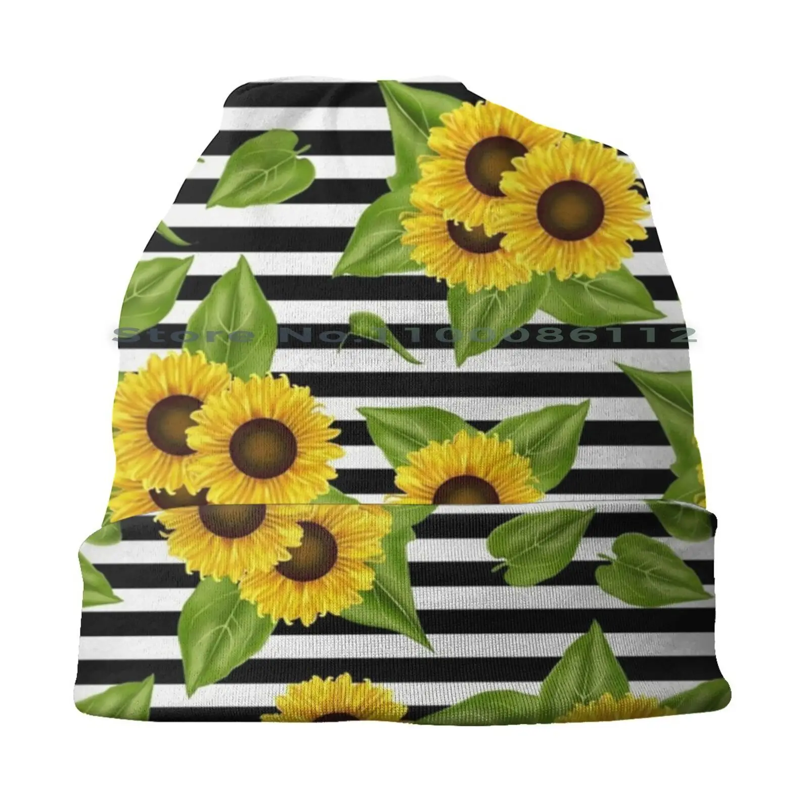 Sunflower Flowers Pattern Beanies Knit Hat Sunflowers Leaves Sheet Socks Leaf Masks Face Mask Mouth Mouth Mask Mask Required