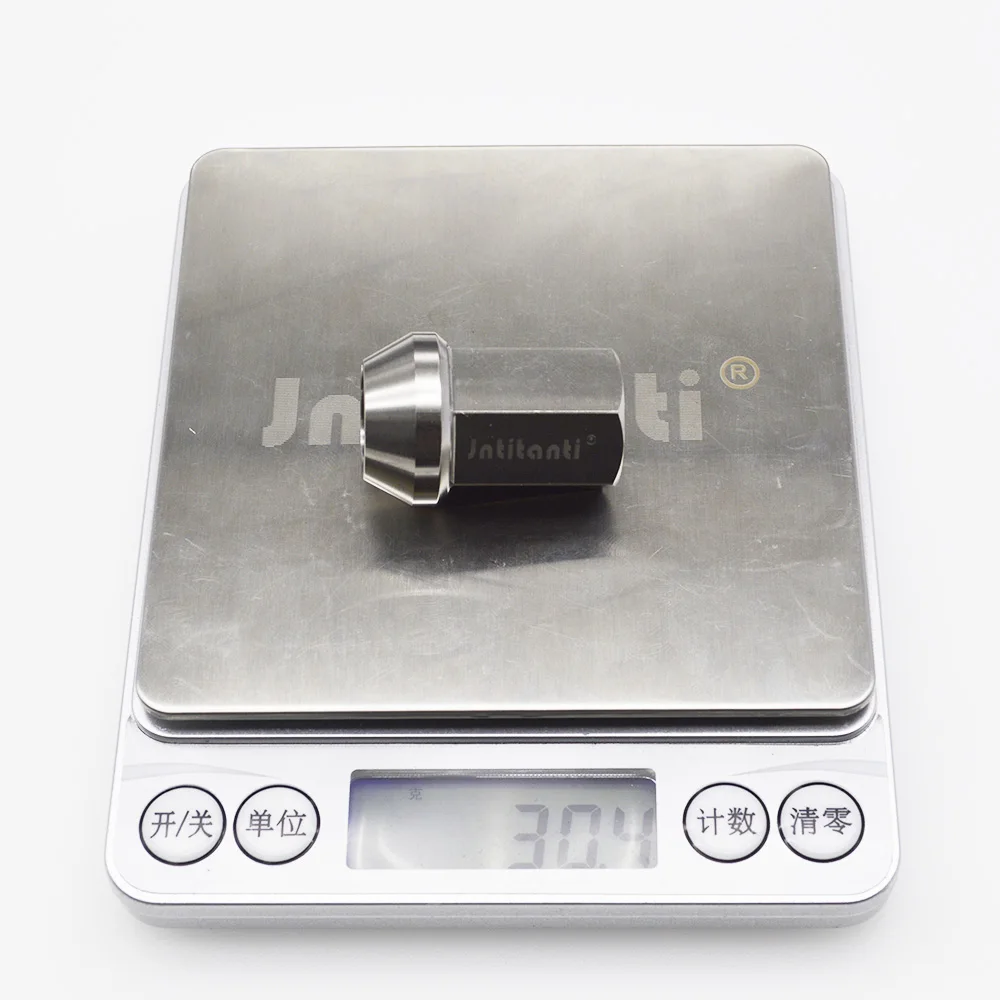 Jntitanti M14*1.5*35 Silver full hex Light weight Gr5 titanium lug nut with close end