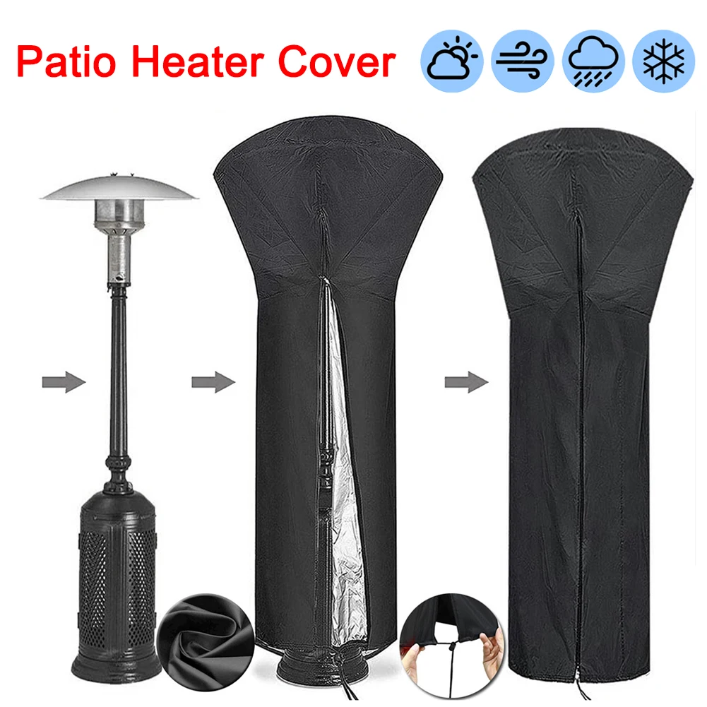 Patio Heater Cover Heavy Duty Waterproof Gas Pyramid Standup Outdoor Furniture Protector All-Purpose Covers With Zipper