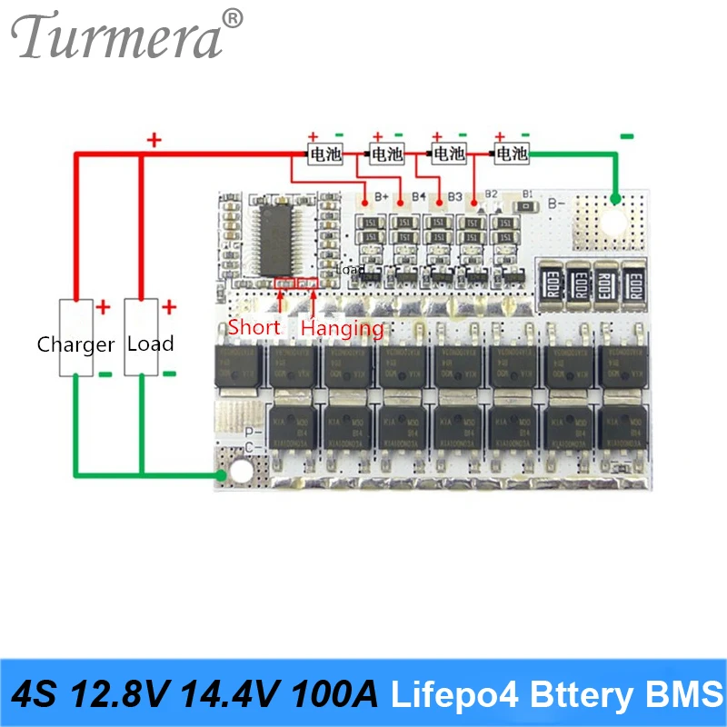 32650 32700 Lifepo4 Balance baterii BMS 3S 4S 5S 10,8 V 14,4 V 18 V 100 A do akumulatora samochodowego 12 V i zasilania bezprzerwanego Turmera