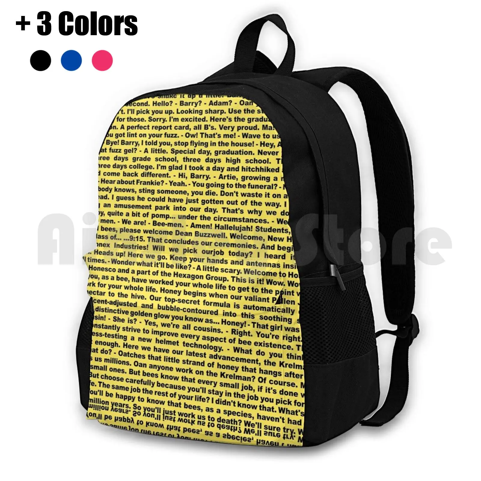 Bee Movie Script Outdoor Hiking Backpack Riding Climbing Sports Bag Bee Movie Movies Script Tumblr Meme Shrek Viral Joke Funny