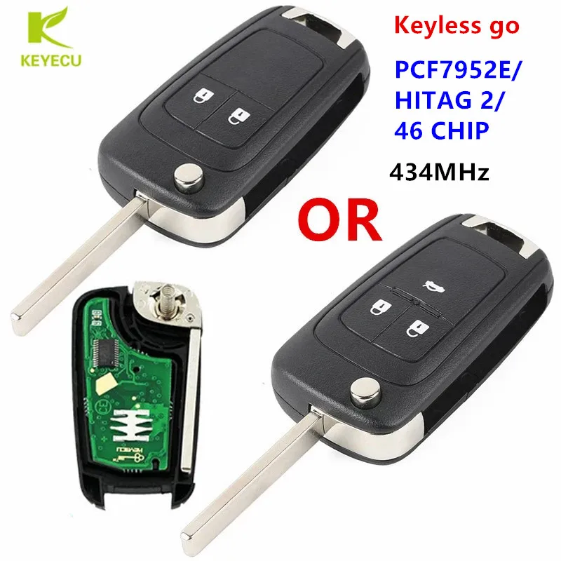 

KEYECU Replacement Keyless go Flip Remote Key 433MHZ ID46 for Opel/Vauxhall Astra J, Zafira C,Insignia Mokka,Cascada 2009-2016