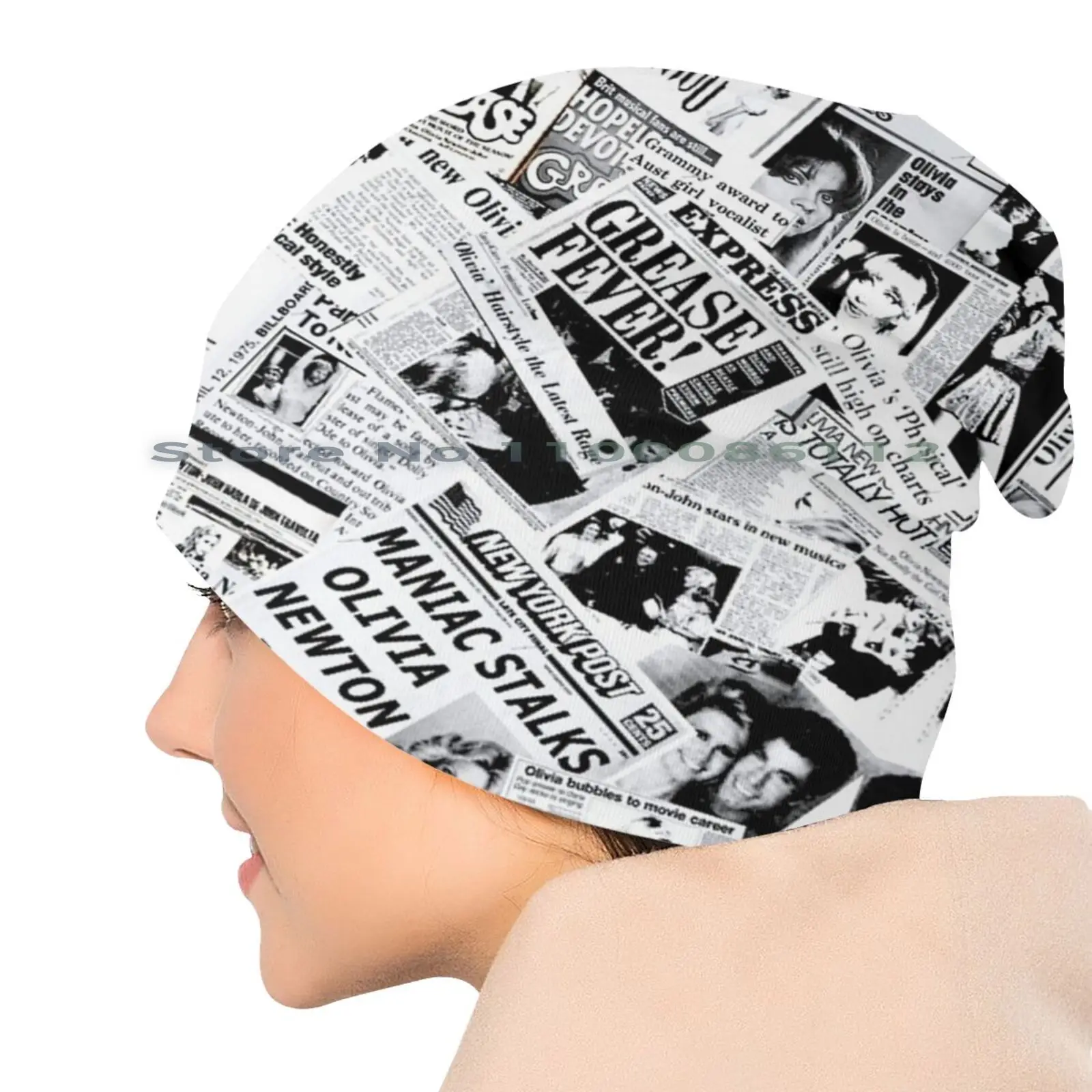 Olivia Newton-John-40 Years Of Newspaper Headlines Beanies Knit Hat Olivia Newton John Grease Physical Onj Xanadu 70s 80s Sandy