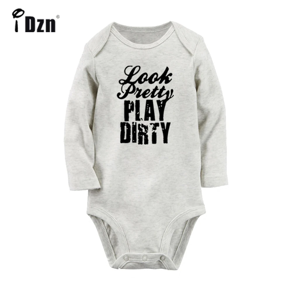 Look Pretty Play Dirty Love Faith Strength Hope Music Note Newborn Baby Outfits Long Sleeve Jumpsuit 100% Cotton